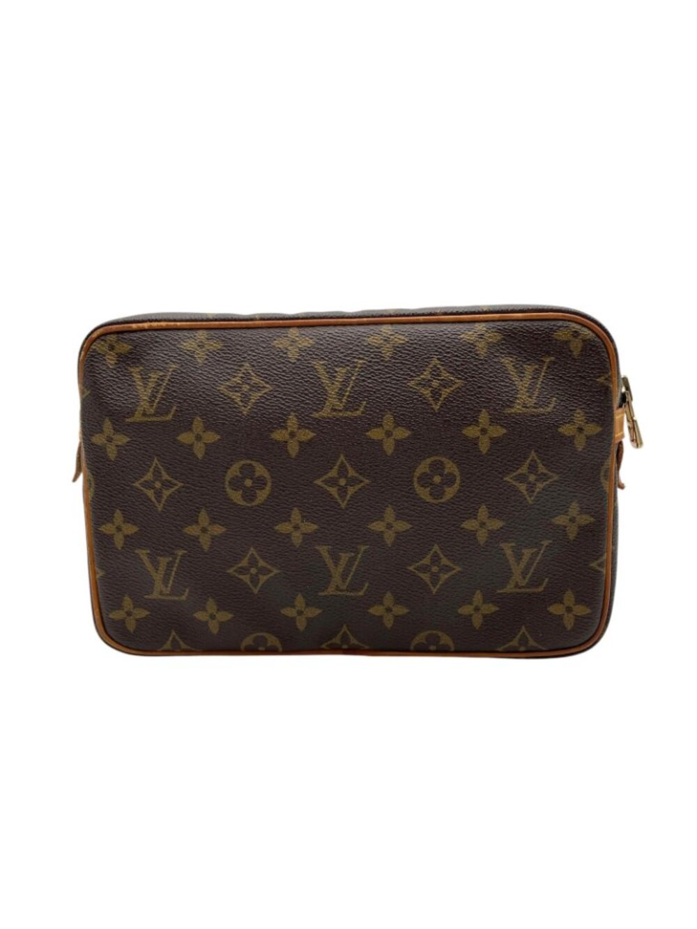 Louis Vuitton Monogram Compiegne 23 Clutch Pouch Leather Brown Gold Vintage - Picture 3 of 10